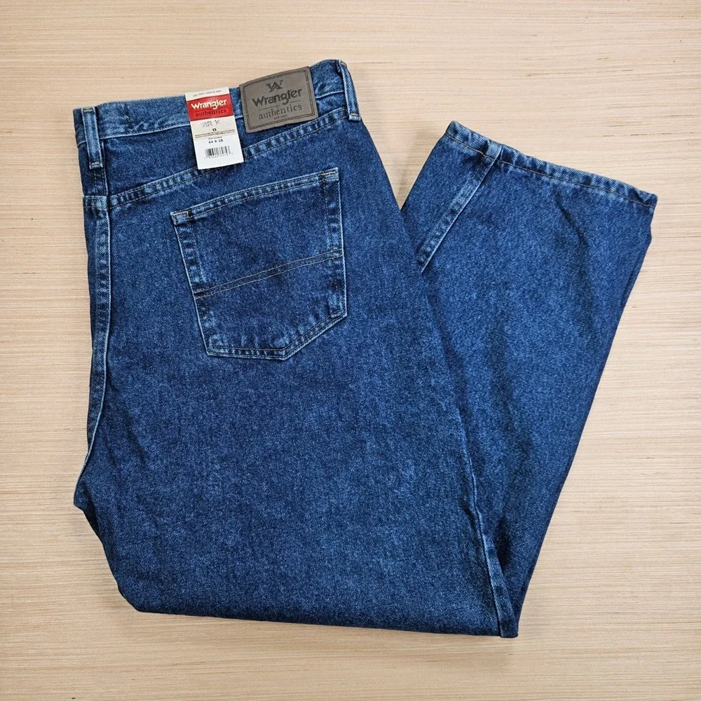 Wrangler Authentics Jeans Mens 44x28 Blue Regular Fit Denim ZM100SW Workwear NEW